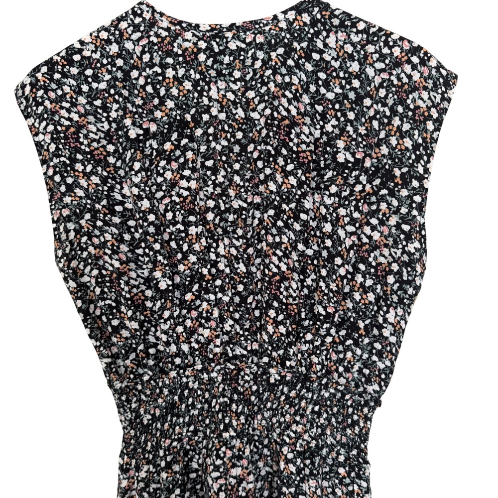Rails Ashlyn Smocked Waist Ditsy Floral Midi Dress M Ivy Black/White Floral NEW - Picture 8 of 11